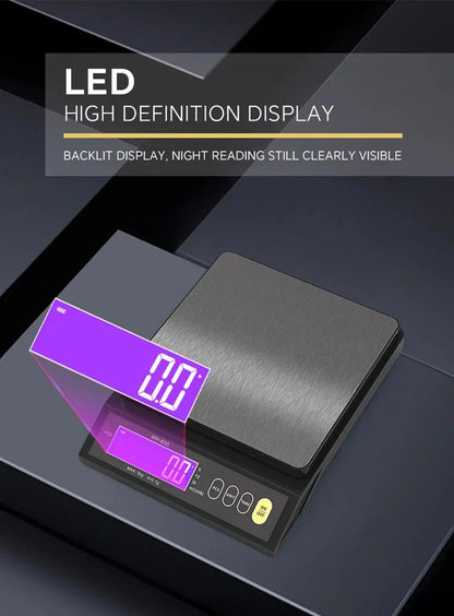 Balance de cuisine numérique étanche – Capacité de 5 kg / 1 g ou 10 kg / 1 g, balance culinaire rechargeable à écran LCD pour la préparation des repas, la pâtisserie et le contrôle des portions