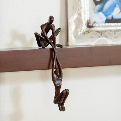 Statuette abstraite en polystone noir, pièce décorative de table de 20 cm pour décoration d'intérieur contemporaine, étagère, chambre, bureau, sculpture artistique