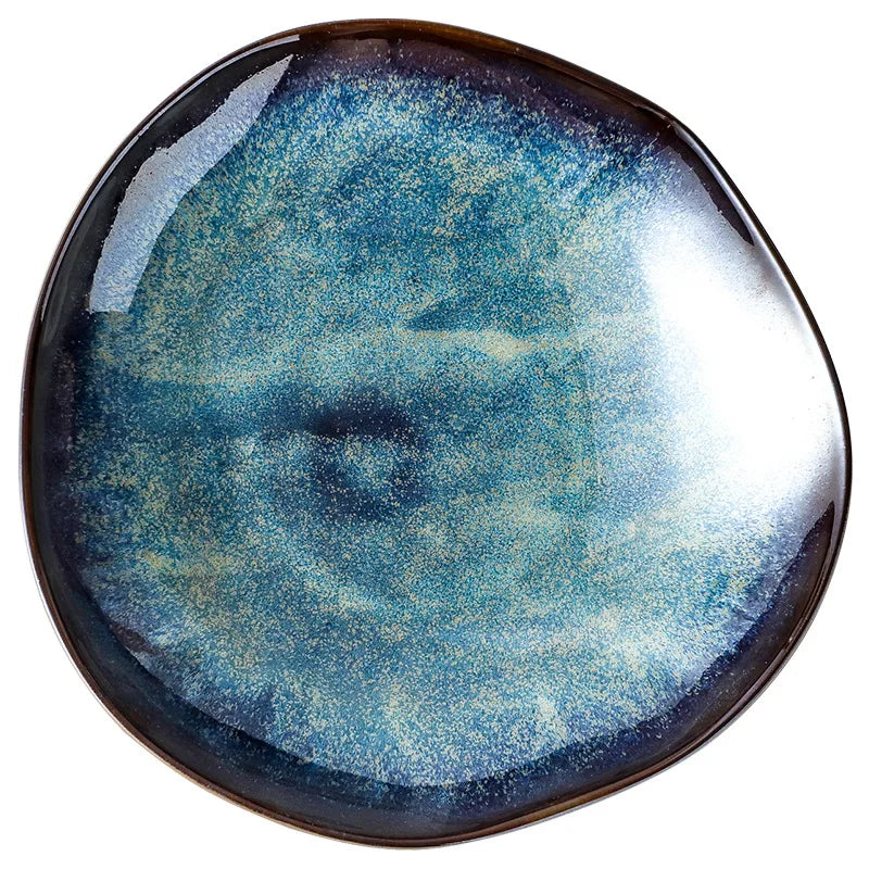 Handcrafted Porcelain Tableware Set with Turquoise Glaze - 11-Piece Service for Dinner Parties & Family Meals - Microwave & Dishwasher Safe