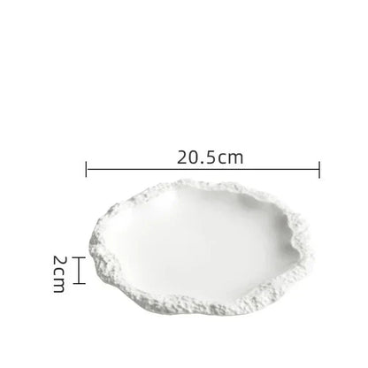 Plat de service en grès de 26,5 cm, rond, bord texturé, vaisselle de table, assiette en porcelaine pour repas quotidiens en cuisine, grand plat rustique