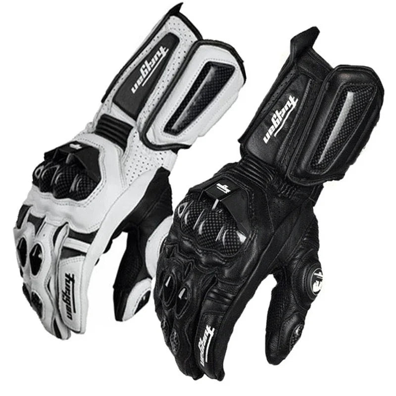 Gants de moto, gants de moto en cuir avec protections des articulations en fibre de carbone, gants de conduite imperméables et tactiles