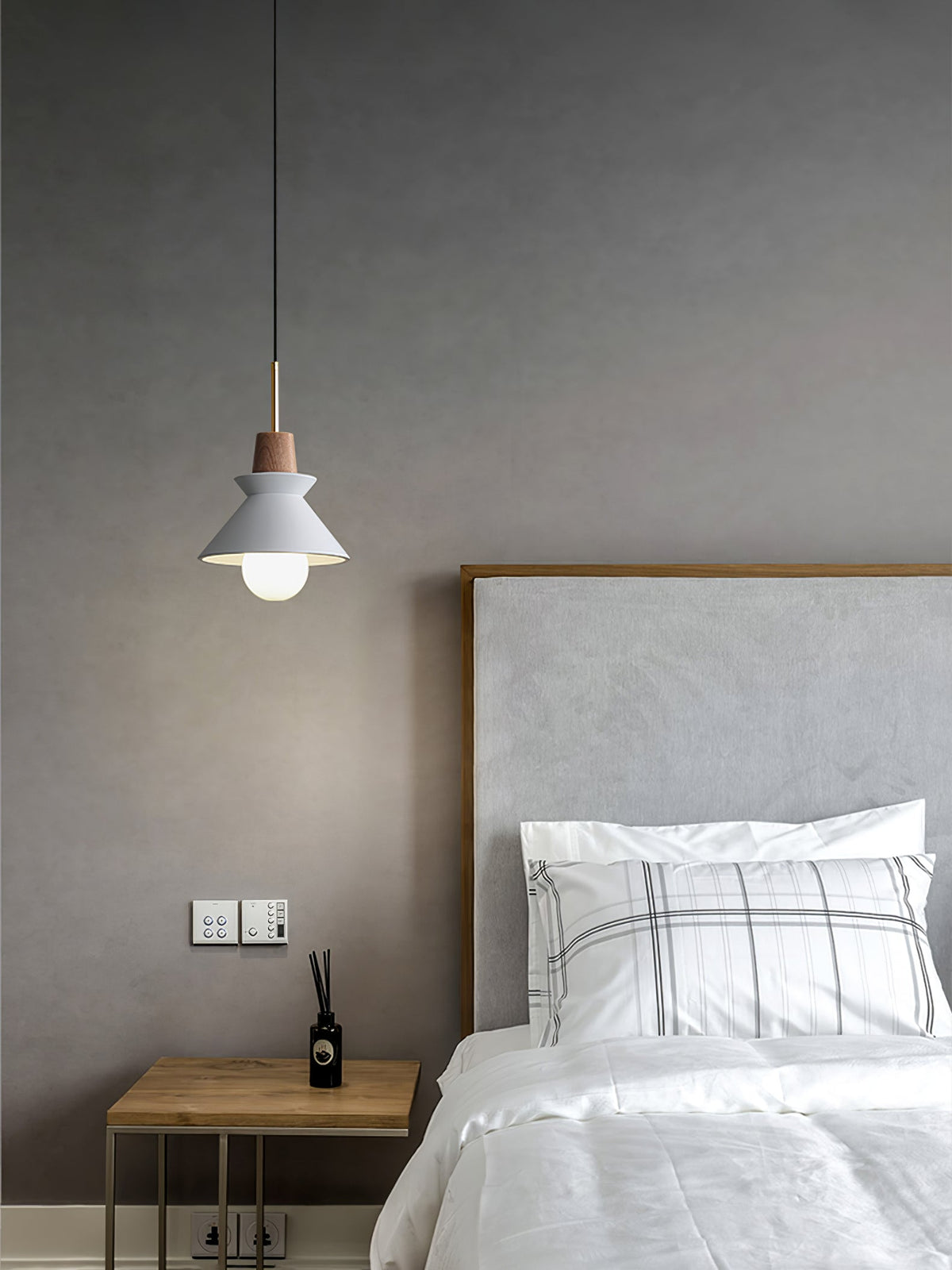 Resin Wood Hanging Light 9 in for Kitchen Island Dining Table Adjustable Ceiling Fixture E26 LED Compatible Scandinavian Modern