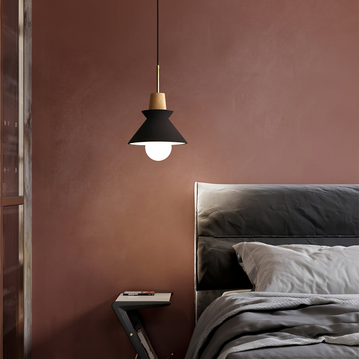Resin Wood Hanging Light 9 in for Kitchen Island Dining Table Adjustable Ceiling Fixture E26 LED Compatible Scandinavian Modern