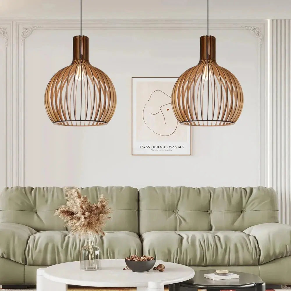 Scandinavian Pendant Lighting | Adjustable Wooden Ceiling Light Fixture for Warm Ambiance