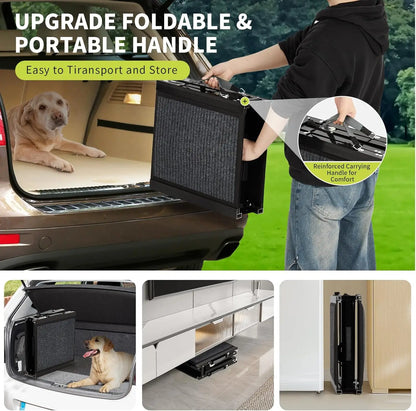 Rampe pour animaux | Rampe pour chien pliable en quatre pour voiture avec surface antidérapante | Accès facile pour les grandes races