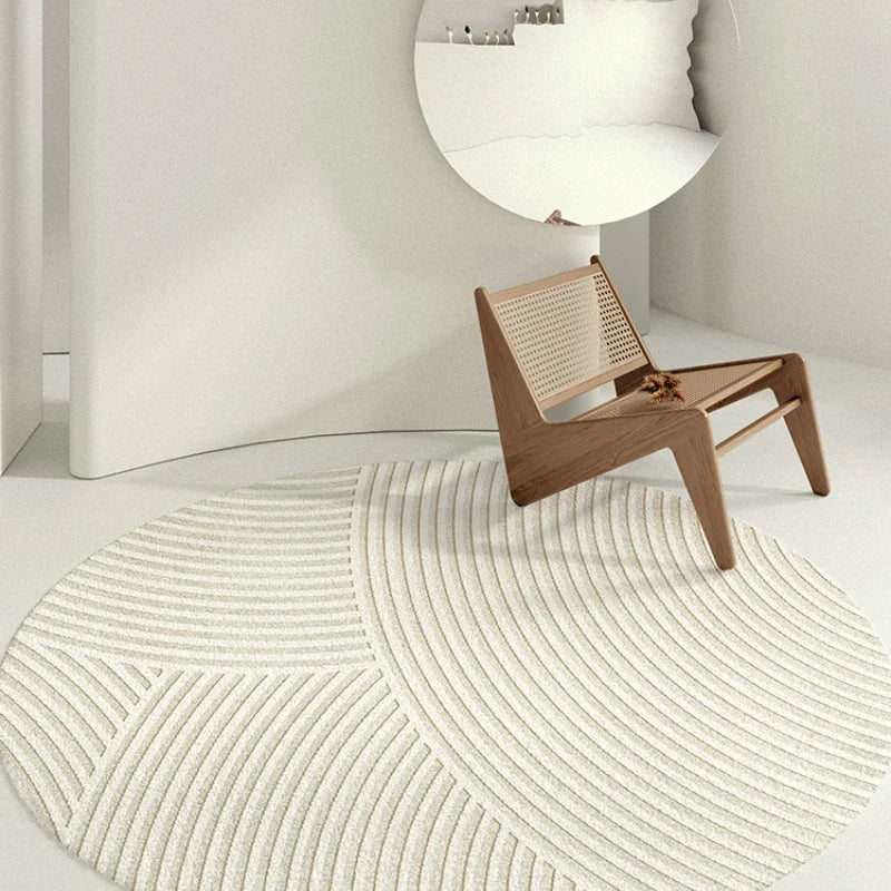 Round Area Rug with Geometric Pattern – Non-Slip Circular Floor Mat for Living Room, Bedroom & Entryway – Water-Resistant Soft Padded