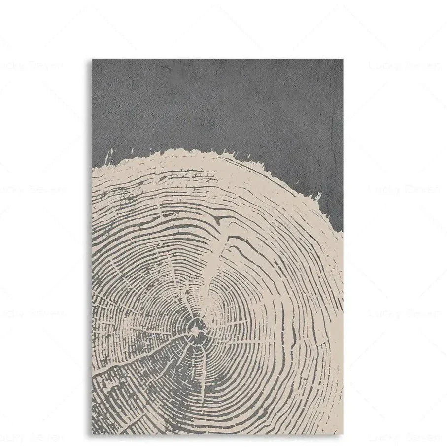 Abstract Tree Ring Wall Art Polyester Canvas 24x18 Inch Nature-Inspired Home Decor for Living Room Bedroom Office Rustic Organic Woodland De