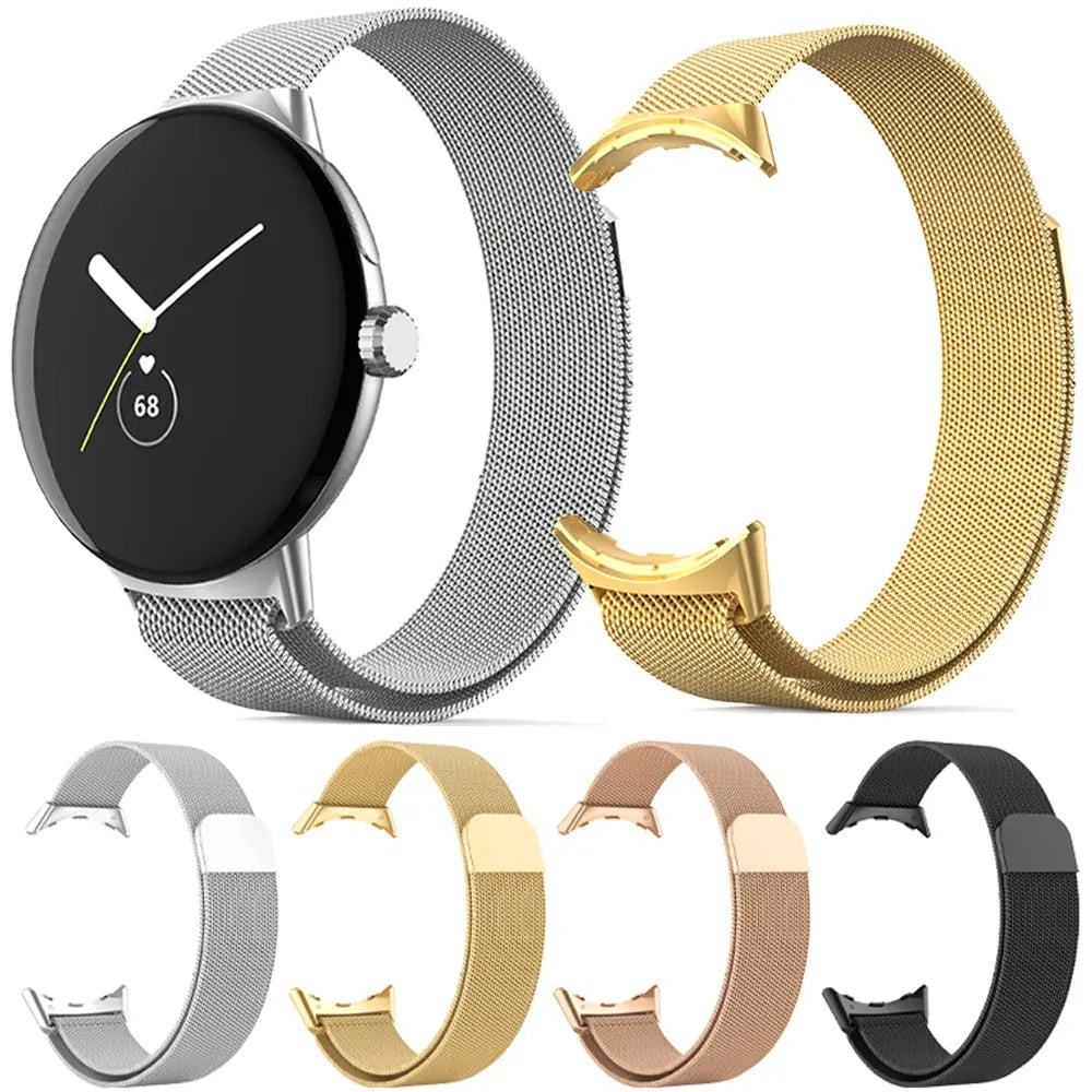 Stainless Steel Magnetic Watch Band for Google Pixel Watch & Watch 2 – Adjustable Metal Mesh Bracelet with Secure Magnetic Clasp