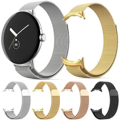 Stainless Steel Magnetic Watch Band for Google Pixel Watch & Watch 2 – Adjustable Metal Mesh Bracelet with Secure Magnetic Clasp