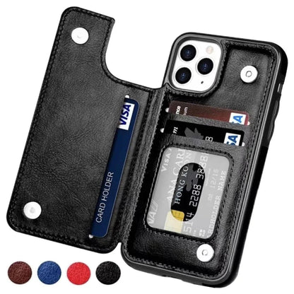 Étui portefeuille élégant en cuir pour téléphone avec fentes pour cartes et fermeture magnétique pour une protection stylée