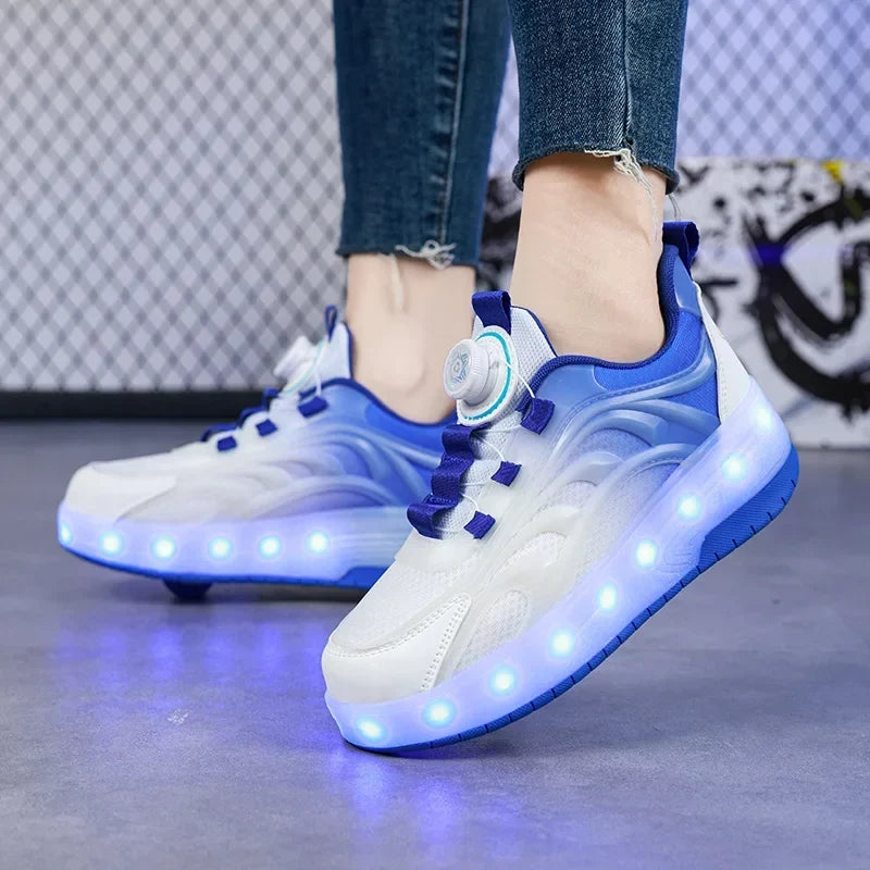 Kids Light-Up Roller Skate Shoes with USB Rechargeable LED Wheels | Rolling Sneakers for Boys & Girls | Outdoor Recreation & Active Play