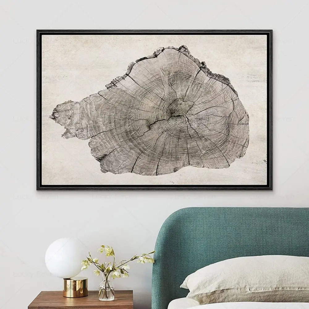 Botanical Growth Pattern Wall Art Canvas for Living Room, Bedroom & Office Décor | Natural Wood Grain Inspired Print