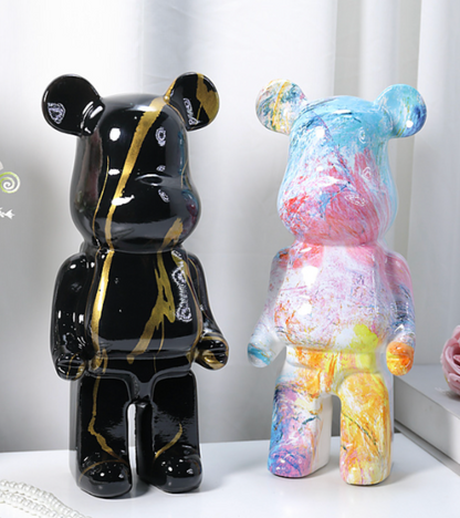 Sculpture d'ours graffiti – Figurine décorative de haute qualité en résine, 27 cm, pour bureau et salon