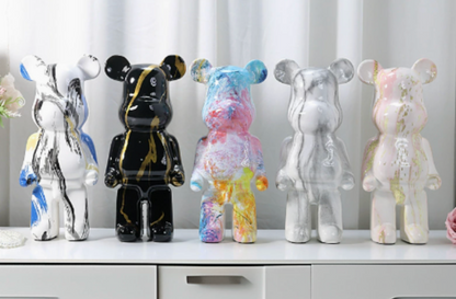 Sculpture d'ours graffiti – Figurine décorative de haute qualité en résine, 27 cm, pour bureau et salon