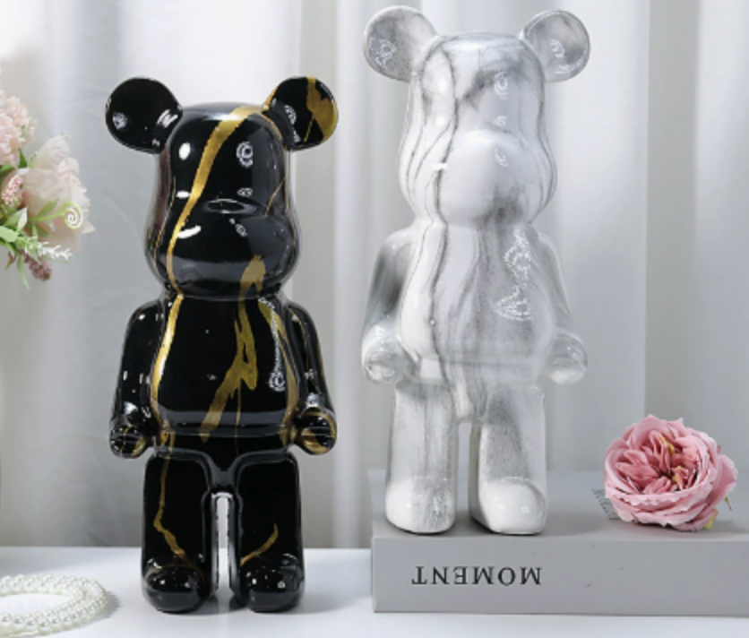 Sculpture d'ours graffiti – Figurine décorative de haute qualité en résine, 27 cm, pour bureau et salon