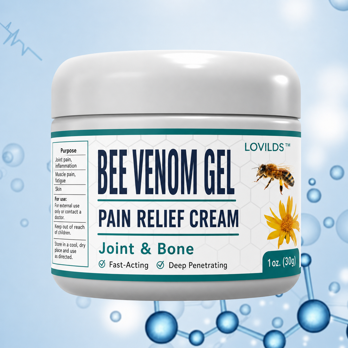 Warming Bee Venom Joint & Muscle Relief Cream for Stiffness & Discomfort Deep Massage Therapy Herbal Topical Balm for Knee Back Shoulder Nec