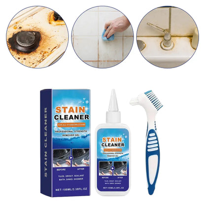 Heavy-Duty Gel Cleaner for Grout and Caulk with Applicator Brush 3.4 fl oz for Showers Kitchens Tiled Surfaces