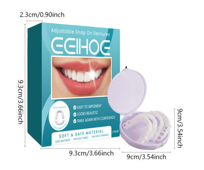 Cosmetic Tooth Veneer Snap-On Cover – Adjustable Fit for Natural-Looking Smile, Removable & Reusable Temporary Smile Enhancement