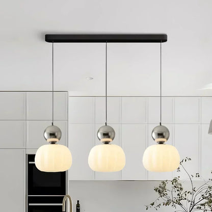 Spherical Hanging Light Fixture 6.3 Inch Beige PMMA Shade for Kitchen Island Dining Room Overhead Accent Modern Globe Ceiling Lamp Metal Fra