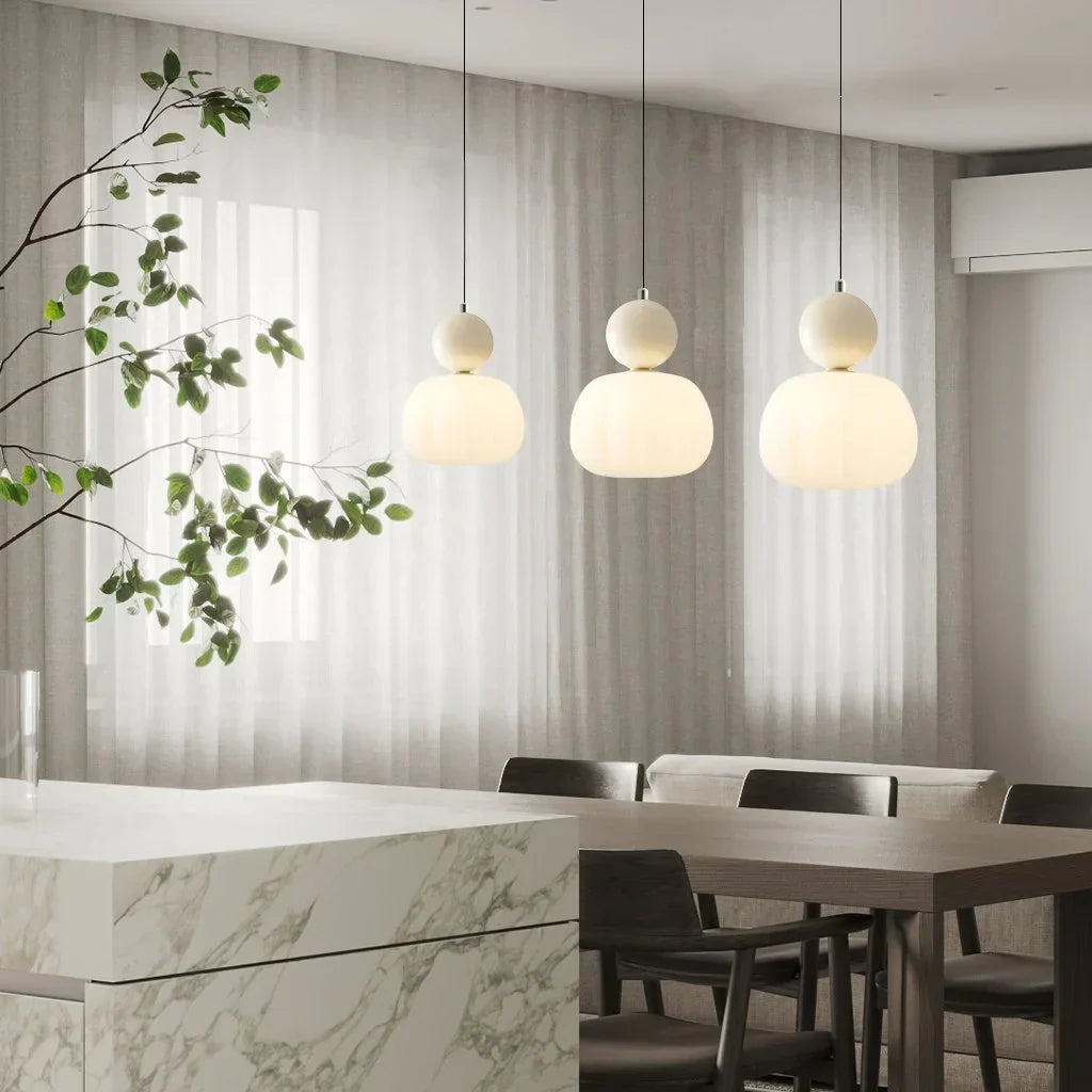 Opaline | Pendant Light with Polished Sphere & Fluted Shade | Stylish Illumination for Modern Spaces