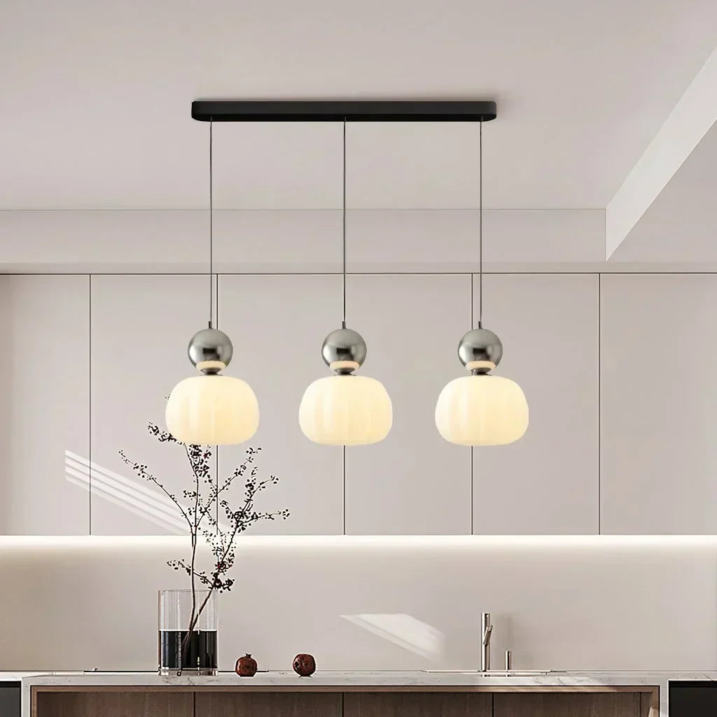 Spherical Hanging Light Fixture 6.3 Inch Beige PMMA Shade for Kitchen Island Dining Room Overhead Accent Modern Globe Ceiling Lamp Metal Fra