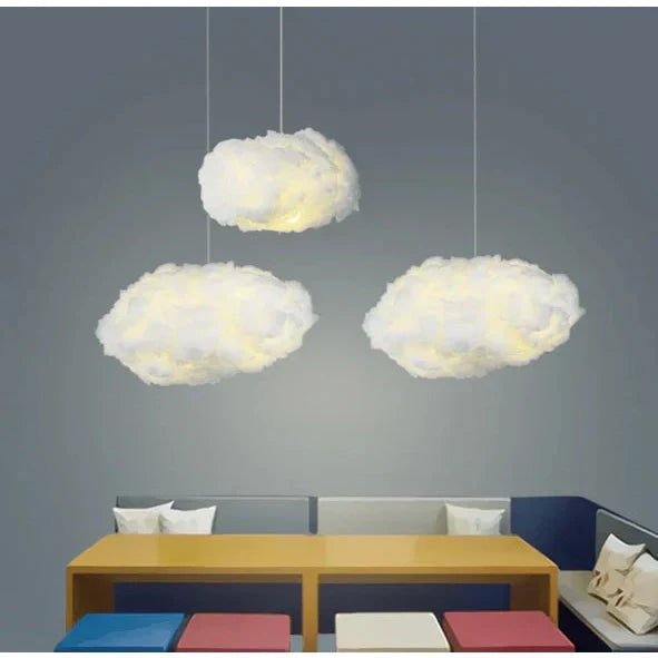 Fluffy Cloud Hanging Lamp 16-Inch White Cotton Overhead Light for Kids Room Nursery Bedroom Soft Warm Glow LED Ceiling Fixture