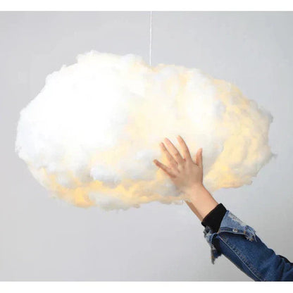 Fluffy Cloud Hanging Lamp 16-Inch White Cotton Overhead Light for Kids Room Nursery Bedroom Soft Warm Glow LED Ceiling Fixture