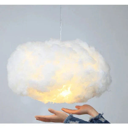 Fluffy Cloud Hanging Lamp 16-Inch White Cotton Overhead Light for Kids Room Nursery Bedroom Soft Warm Glow LED Ceiling Fixture