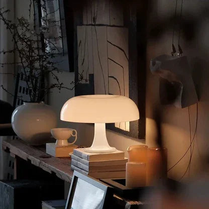 Mushroom Nightstand Light 11 Inches Tall Orange Accent Lamp for Bedroom Desk Bedside Reading Modern Retro Dome Shape Soft Glow Small Space L