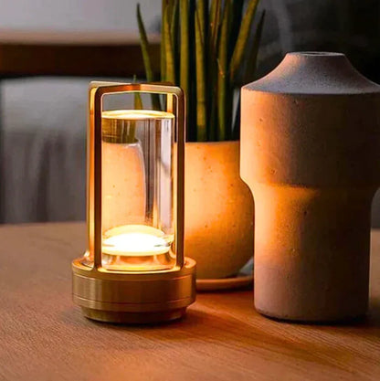 Rechargeable LED Accent Lamp 7-Inch Crystal-Style Cordless Design 3 Light Modes Portable Nightstand Bedroom Living Room Desk Decorative Ligh