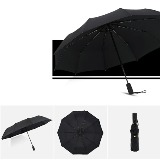 Reverse-Close Inverted Umbrella with Auto-Open Button – Wind-Resistant Double-Layer Canopy for Storm Protection – Hands-Free C-Handle