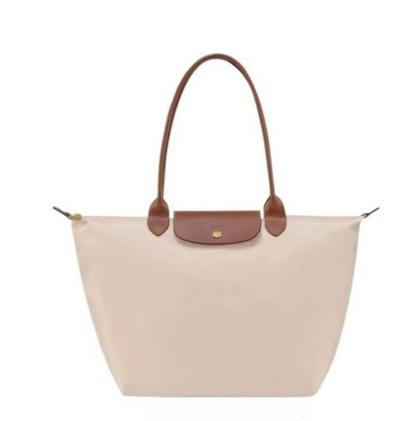 Water-Resistant Nylon Tote Bag with Leather Accents – Spacious Carryall for Work, Travel & Errands