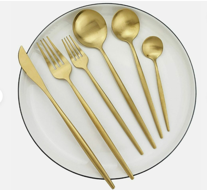 Set de couverts en acier inoxydable recouvert de titane – Service de table haut de gamme 18/10 pour les repas du quotidien et les grandes occasions