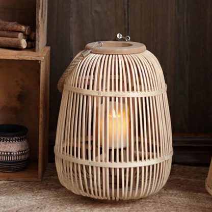 Lanterne tressée à piles avec bougie LED sans flamme pour terrasse, jardin, table, décoration suspendue, éclairage d'appoint sans fil intérieur et extérieur