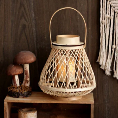 Lanterne tressée à piles avec bougie LED sans flamme pour terrasse, jardin, table, décoration suspendue, éclairage d'appoint sans fil intérieur et extérieur