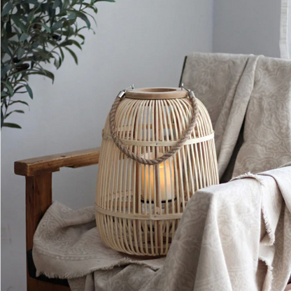 Lanterne tressée à piles avec bougie LED sans flamme pour terrasse, jardin, table, décoration suspendue, éclairage d'appoint sans fil intérieur et extérieur