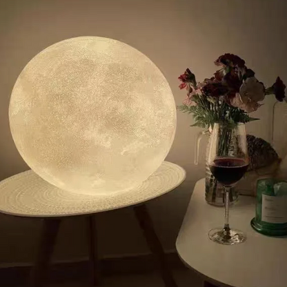 Standing Lamp with 16 in Moon Sphere Adjustable Glow White Acrylic LED for Bedroom Living Room Den Office Space Warm Ambient Lighting