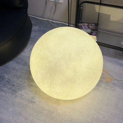 Standing Lamp with 16 in Moon Sphere Adjustable Glow White Acrylic LED for Bedroom Living Room Den Office Space Warm Ambient Lighting