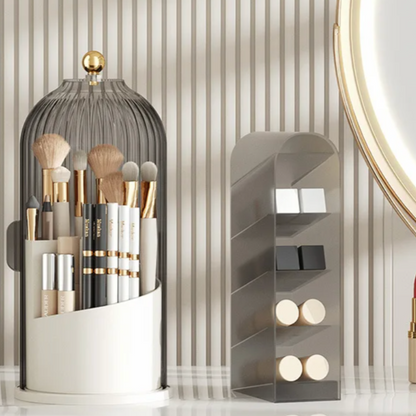 Spin-Top Makeup Storage Tower Clear 360° Holder 11 in Tall for Bathroom Vanity Countertop Beauty Products Lipstick Skincare Perfume Brush Or