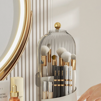 Clear Acrylic Spinning Makeup Organizer 11 Inch Tower Beauty Product Storage Rack Countertop Cosmetics Holder Bathroom Vanity Caddy Lipstick