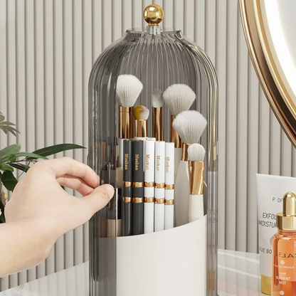 Clear Acrylic Spinning Makeup Organizer 11 Inch Tower Beauty Product Storage Rack Countertop Cosmetics Holder Bathroom Vanity Caddy Lipstick