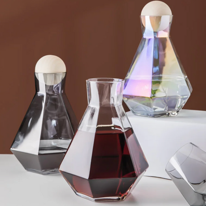 Crystal-Clear Beverage Pitcher & Tumbler Set with Geometric Faceted Design for Home Bar, Kitchen & Dining Room Entertaining