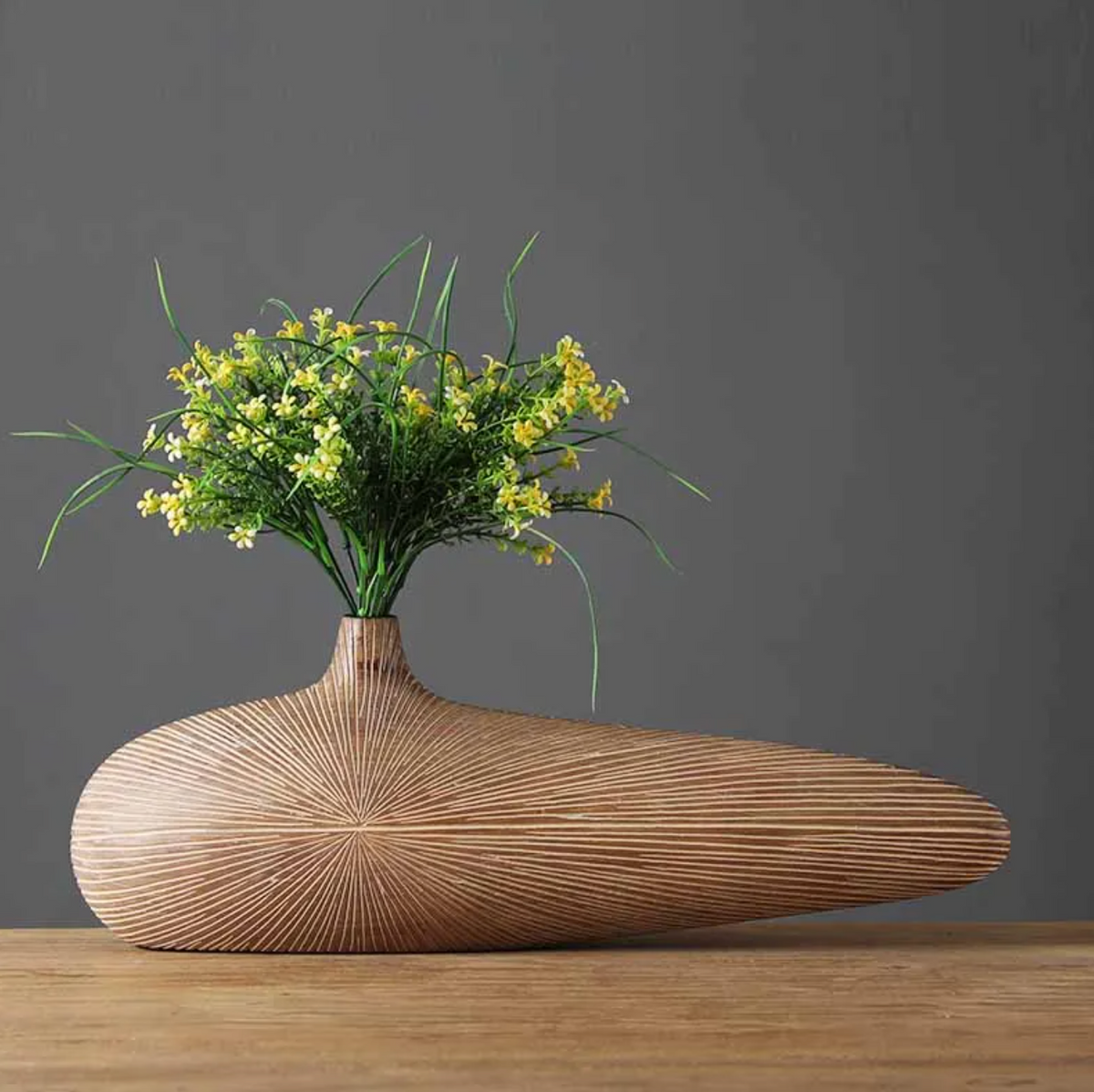 Handcrafted Desert-Inspired Elongated Decorative Bowl with Wood-Grain Texture for Modern Home Decor