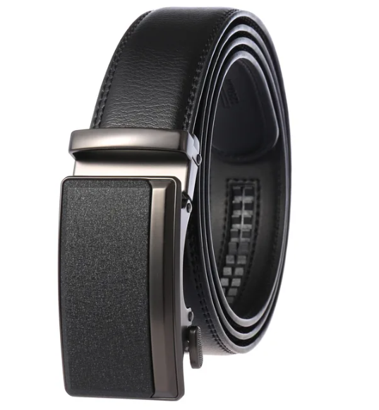 Ratchet Belt for Men 1.4 In Wide Genuine Cowhide Leather Automatic Buckle No Hole Adjustable Dress Belt for Office Business Formal Suits