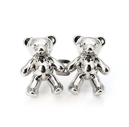 Adjustable Waist Clip Pin with Bear Design for Jeans Dresses Pants Quick Cinch No-Sew Removable Clothing Fastener Alloy