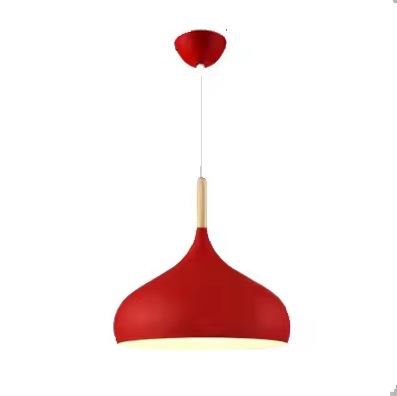 E27 Dome Pendant Fixture with Wood Trim – Adjustable Height Hanging Light for Kitchen Island, Dining Table, Bedroom – Minimalist Nordic-Insp