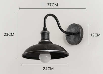 Exterior Iron Sconce Fixture 15 in Black Downlight Bowl Shade for Front Door Patio Walkway Farmhouse Vintage