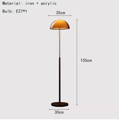 Rustina | Modern Floor Lamp with Retro Amber Dome | Elegant Lighting for Cozy Spaces