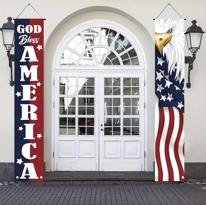 God Bless America™ – Patriotic Eagle Porch Banner Set