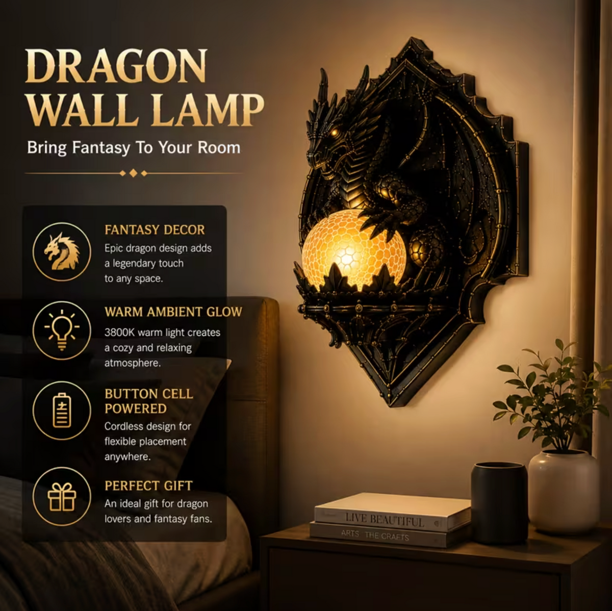 Drakonis™ – Dragon Orb Wall Lamp